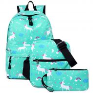 Unicorn Backpack for Girls, Dreampark School Bookbags for Teen Girls and Boys Laptop Bag with Shoulder Bags (Green)