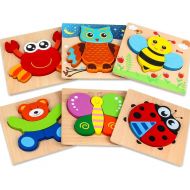 [아마존 핫딜]  [아마존핫딜]Dreampark Wooden Jigsaw Puzzles, [6 Pack] Animal Puzzles for Toddlers Kids 1 2 3 Years Old Educational Toys for Boys and Girls