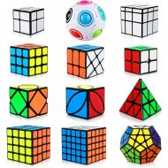 [아마존 핫딜] Dreampark Speed Cube Set, 12 Pack Cube Bundle Pyramid Cube 2x2 3x3 4x4 5x5 Megaminx Skew Ivy Mirror Cube Magic Rainbow Ball Smooth Sticker Puzzle Cubes Collection for Kids