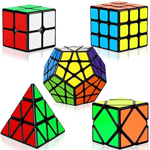  [아마존베스트]Dreampark Speed Cube Set, 5 Pack Magic Cube Bundle - 2x2x2 3x3x3 Pyramid Megaminx Skew Cube Smooth Sticker Cubes Collection Puzzle Toy for Kids