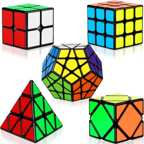  [아마존베스트]Dreampark Speed Cube Set, 5 Pack Magic Cube Bundle - 2x2x2 3x3x3 Pyramid Megaminx Skew Cube Smooth Sticker Cubes Collection Puzzle Toy for Kids