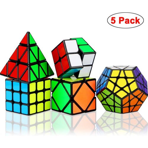  [아마존베스트]Dreampark Speed Cube Set, 5 Pack Magic Cube Bundle - 2x2x2 3x3x3 Pyramid Megaminx Skew Cube Smooth Sticker Cubes Collection Puzzle Toy for Kids