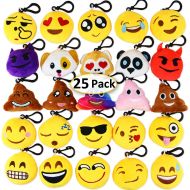 Dreampark Emoji Keychain Mini Cute Plush Pillows, Christmas Key Chain Decorations, Kids Party Supplies Favors, Easter Eggs Fillers 2 Set of 25