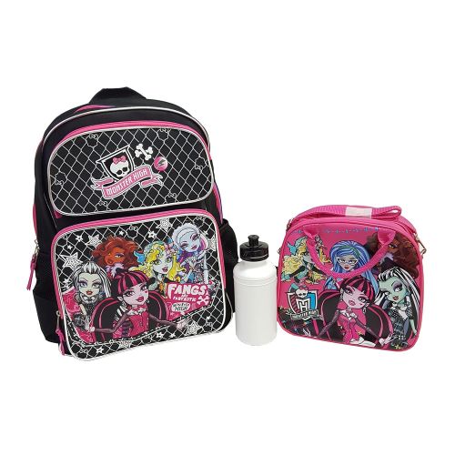  Dreamshop14 Monster High 16 Backpack with Lunch Bag and Water Bottle FV