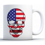 /DreamteesUS USA Skull Mug. USA Coffee Mug. American Flag Mug. American Themed Gifts