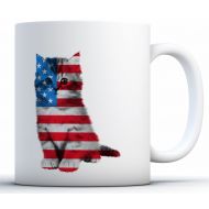 DreamteesUS American Cat Coffee Mug. USA Flag Mug. 4th of July Gifts. Cute Cat Lovers Gifts