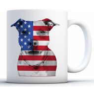 /DreamteesUS USA Coffee Mug. Pitbull Mugs for Dog Lovers. Pitbull Gifts. Patriotic July 4th