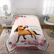 Dreamworks Spirit Riding Free Kids Bedding Super Soft Microfiber Reversible Comforter, Twin Size 64” x 86”, White/Pink