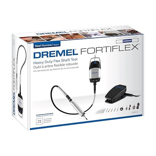  Dremel 9100-21 Fortiflex 2.5 Amp Flex Shaft Powerful Rotary Tool Kit- Hands-Free Speed Control for Precision Crafts & Projects, Detail Sander, Polisher, Engraver, Etcher