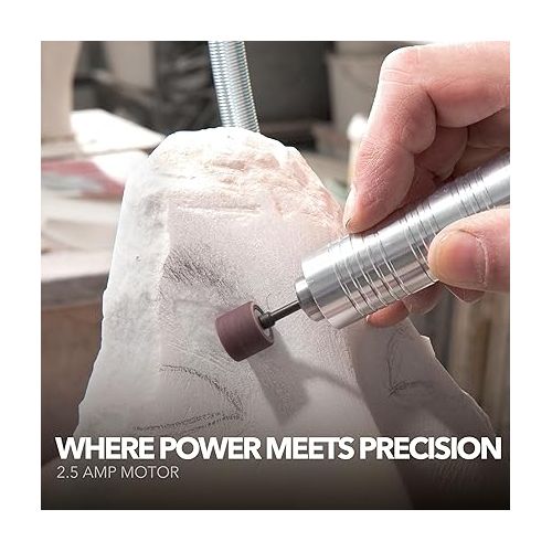  Dremel 9100-21 Fortiflex 2.5 Amp Flex Shaft Powerful Rotary Tool Kit- Hands-Free Speed Control for Precision Crafts & Projects, Detail Sander, Polisher, Engraver, Etcher, Gray