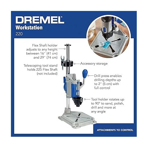  Dremel High Performance Rotary Tool Kit with Rotary Tool Workstation Drill Press Work Station and Wrench