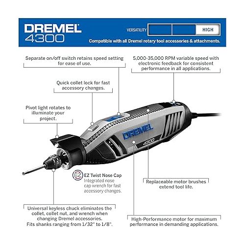  Dremel High Performance Rotary Tool Kit with Rotary Tool Workstation Drill Press Work Station and Wrench