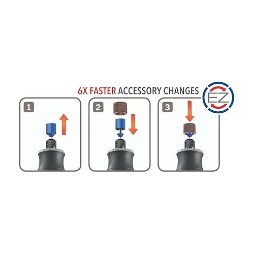  Dremel SC407 EZ SpeedClic Sanding Bands and Mandrel, Set of 2 Sanding Bands 13 mm (Grit 60/120) and 1 EZ SpeedClic Mandrel for Sanding, Shaping and Smoothing Wood and Plastic Materials