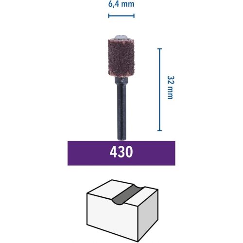  Dremel 430 Sanding Band & Mandrel 2-pack Accessory Set, 6,4 mm (Grit 60) Sanding Bands and Mandrels for Sanding, Shaping and Smoothing Wood and Plastic Materials