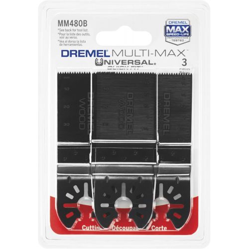  Dremel MM480B 3-Pack Wood & Drywall Oscillating Tool Blades, High Carbon Steel Flush Cut Saw Blades, Universal Quick- Fit Interface Fits Bosch, Makita, Milwaukee, and Rockwell