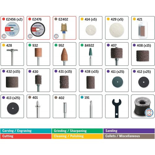  [아마존베스트]Dremel Rotary Tool Accessory Kit- 710-08- 160 Accessories- EZ Lock Technology- 1/8 inch Shank- Cutting Bits, Polishing Wheel and Compound, Sanding Disc and Drum, Carving, Sharpenin