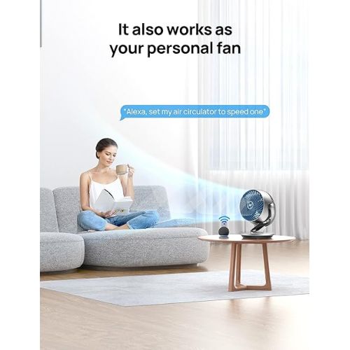  Dreo Smart Air Circulator Fan for Bedroom, 13 Inch Quiet Fans, 120°+90° Oscillating Fan with Remote Control, Powerful 70 ft, 4 Speeds, 5 Modes, 12H Timer, Table Fan for Home and Office