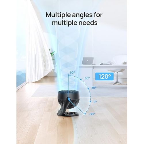  Dreo Fans for Home Bedroom, Table Air Circulator Fan for Whole Room, 12 Inch, 70ft Strong Airflow, 120° adjustable tilt, 28db Low Noise, Quiet, 3 Speeds, 2023 New Desk Fan for Office, Kitchen, Home