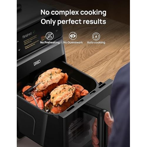  Dreo ChefMaker Combi Fryer, Cook like a pro with just the press of a button, Smart Air Fryer Cooker with Cook probe, Water Atomizer, 3 professional cooking modes, 6 QT