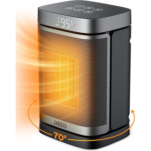  Dreo Portable Space Heater, 70°Oscillating Electric Heaters with Digital Thermostat, 1500W PTC Ceramic Heater, 4 Modes, 12h Timer, Safety Quiet Heating, Small Heater for Bedroom, O