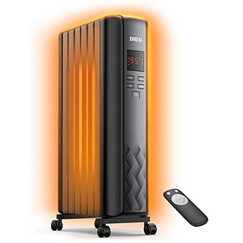  Dreo Radiator Heater, Electric Indoor Portable 1500W Radiator Space Heater with Remote Control Overheat & Tip-Over Protection Silent Operation 24h Timer, Digital Thermostat, ECO Mo