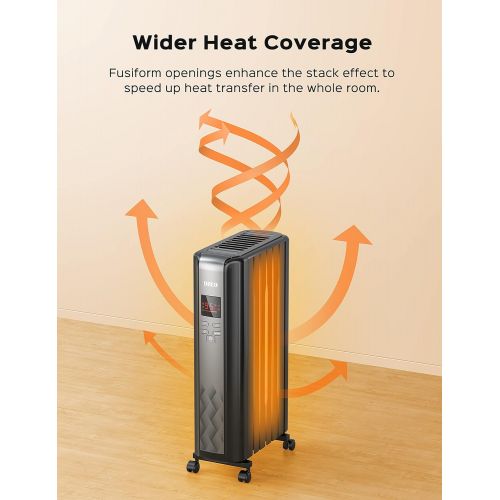  Dreo Radiator Heater, Electric Indoor Portable 1500W Radiator Space Heater with Remote Control Overheat & Tip-Over Protection Silent Operation 24h Timer, Digital Thermostat, ECO Mo