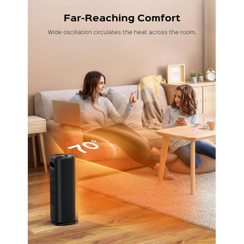  Dreo Space Heaters for Indoor Use, Quiet&Fast Portable Heater with Tip-Over and Overheat Protection, Remote, Oscillating,12H Timer, LED Display with Touch Control, Electric Heater