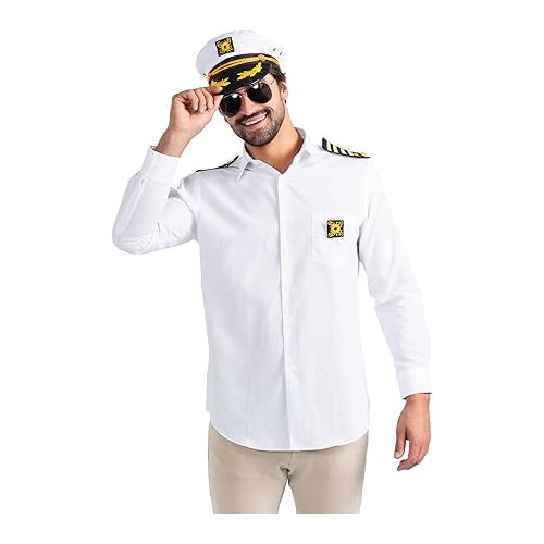  Dress Up America Captain Costume Set - Yacht Captain Accessory Kit - Boat Captain Set for Kids and Adults