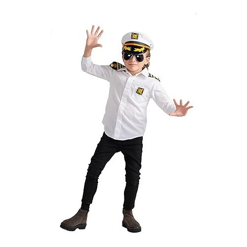  Dress Up America Captain Costume Set - Yacht Captain Accessory Kit - Boat Captain Set for Kids and Adults