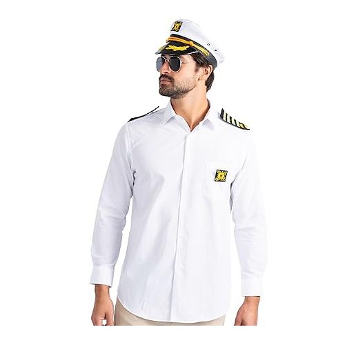  Dress Up America Captain Costume Set - Yacht Captain Accessory Kit - Boat Captain Set for Kids and Adults