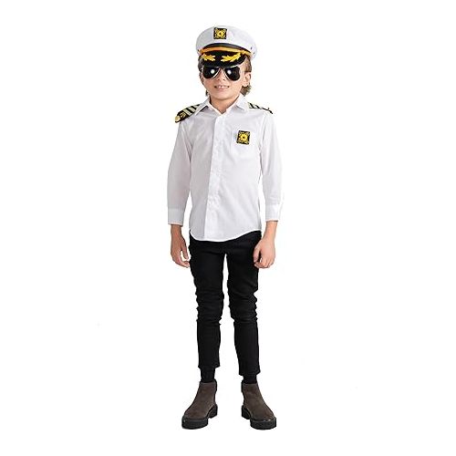  Dress Up America Captain Costume Set - Yacht Captain Accessory Kit - Boat Captain Set for Kids and Adults