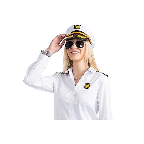  Dress Up America Captain Costume Set - Yacht Captain Accessory Kit - Boat Captain Set for Kids and Adults