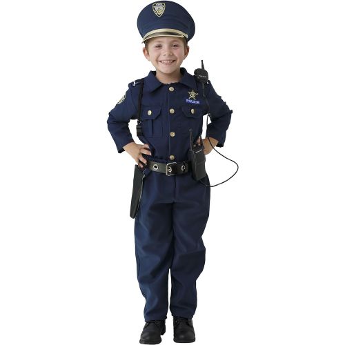  Dress Up America Deluxe Police Dress Up Costume Set - Includes Shirt, Pants, Hat, Belt, Whistle, Gun Holster and Walkie Talkie (Small)