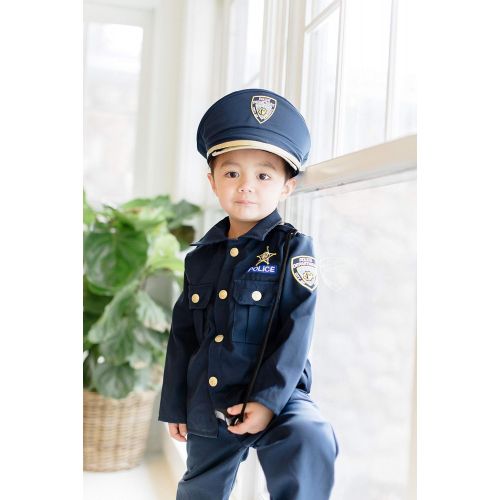  Dress Up America Deluxe Police Dress Up Costume Set - Includes Shirt, Pants, Hat, Belt, Whistle, Gun Holster and Walkie Talkie (Small)