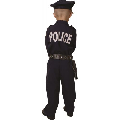  Dress Up America Deluxe Police Dress Up Costume Set - Includes Shirt, Pants, Hat, Belt, Whistle, Gun Holster and Walkie Talkie (Small)