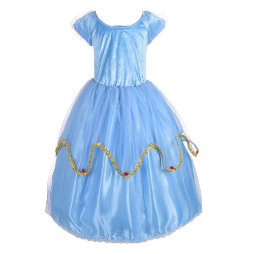  Dressy Daisy Girls Princess Cinderella Dress Up Costumes Halloween Fancy Party Dress Golden Trimmed