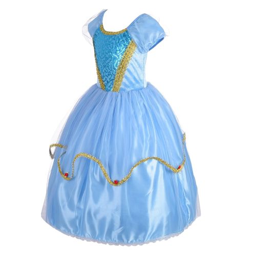  Dressy Daisy Girls Princess Cinderella Dress Up Costumes Halloween Fancy Party Dress Golden Trimmed