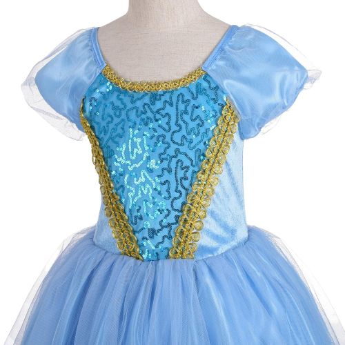  Dressy Daisy Girls Princess Cinderella Dress Up Costumes Halloween Fancy Party Dress Golden Trimmed