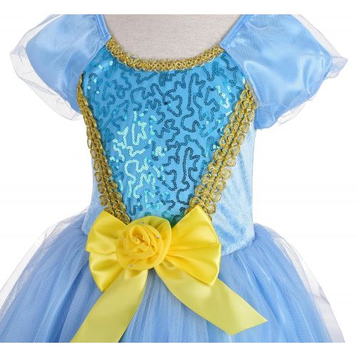  Dressy Daisy Girls Princess Cinderella Dress Up Costumes Halloween Fancy Party Dress Golden Trimmed