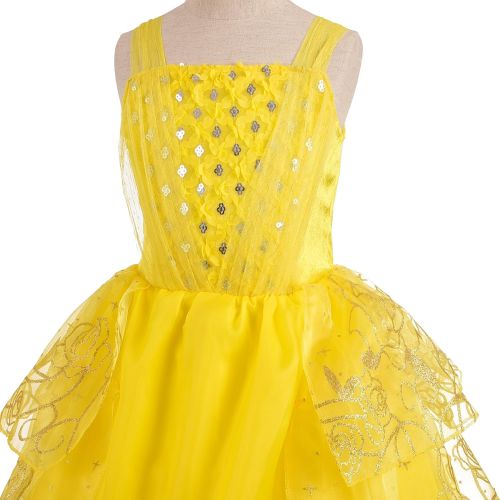  Dressy Daisy Girls Princess Belle Costume Princess Dress Halloween Fancy Dress Up