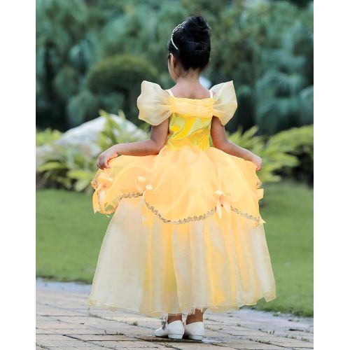  Dressy Daisy Girls Princess Belle Dress Cinderella Dress Aurora Dress with Arm Mitts Dress Up Costumes Party Dress