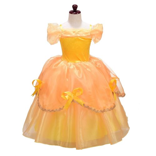  Dressy Daisy Girls Princess Belle Dress Cinderella Dress Aurora Dress with Arm Mitts Dress Up Costumes Party Dress