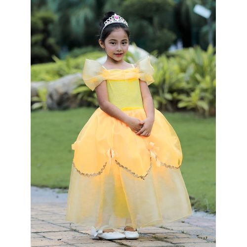  Dressy Daisy Girls Princess Belle Dress Cinderella Dress Aurora Dress with Arm Mitts Dress Up Costumes Party Dress