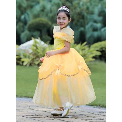  Dressy Daisy Girls Princess Belle Dress Cinderella Dress Aurora Dress with Arm Mitts Dress Up Costumes Party Dress