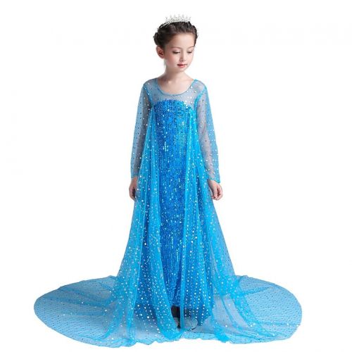  Dressy Daisy Girls Princess Elsa Costumes Snow Queen Princess Dress Fancy Party Dress Sequined