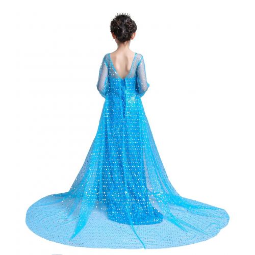  Dressy Daisy Girls Princess Elsa Costumes Snow Queen Princess Dress Fancy Party Dress Sequined