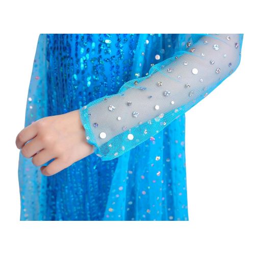  Dressy Daisy Girls Princess Elsa Costumes Snow Queen Princess Dress Fancy Party Dress Sequined