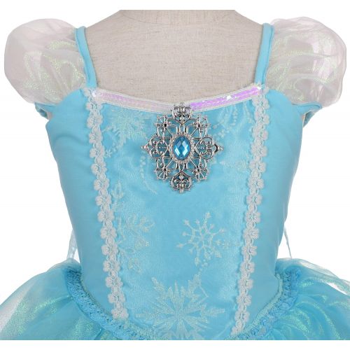  Dressy Daisy Girls Princess Elsa Costumes Frozen Dress with Train Halloween Party Costume