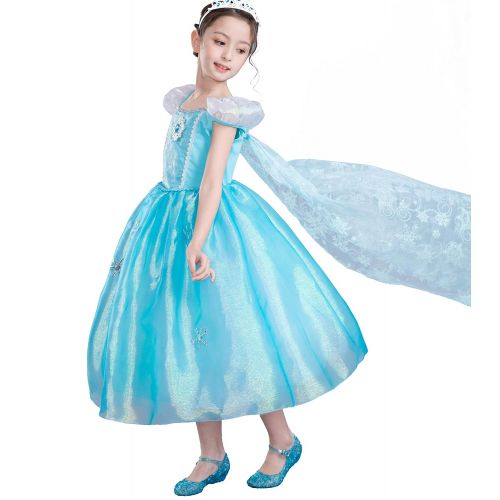  Dressy Daisy Girls Princess Elsa Costumes Frozen Dress with Train Halloween Party Costume