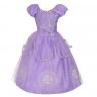 Dressy Daisy Girls Princess Sofia Dress Up Costumes Halloween Fancy Party Dress Silver Trimmed